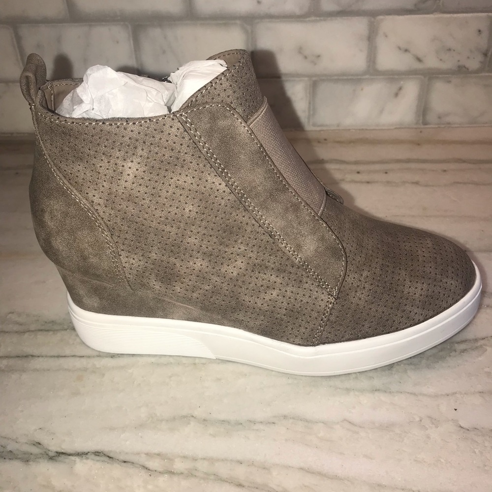 Wedge faux suede sneakers